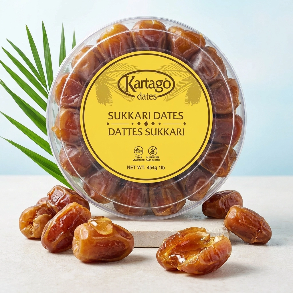 Wholesale Sukkary dates — golden tender bulk dates from Kartago Dates